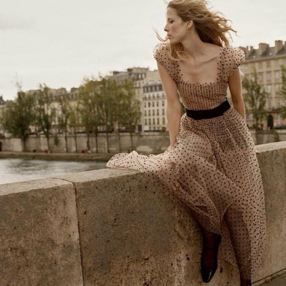 Doen Dresses & Skirts - Doen Pamelina Dress Cream - Flocked Dot Tulle Dress